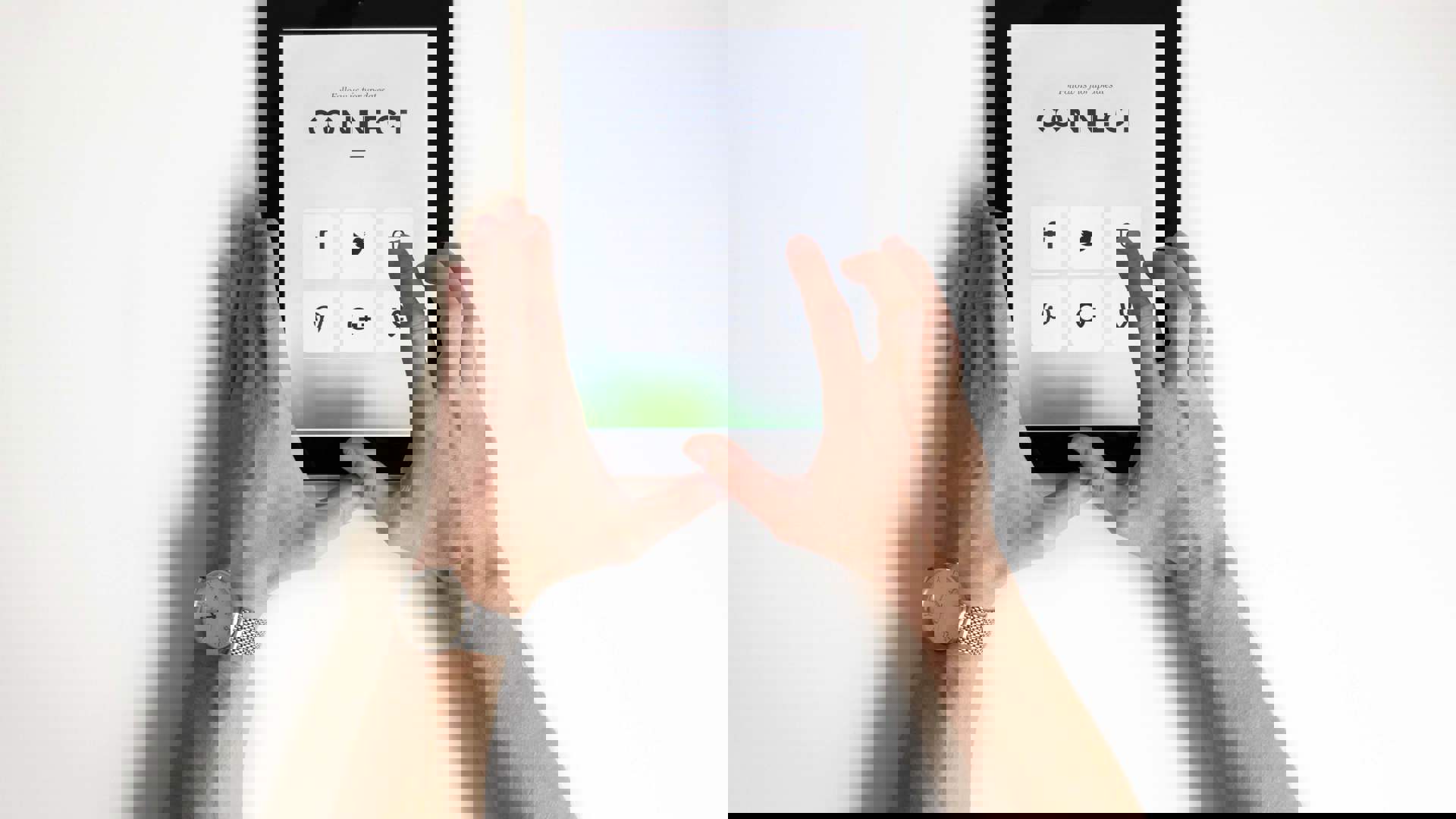 arms and hands using an ipad