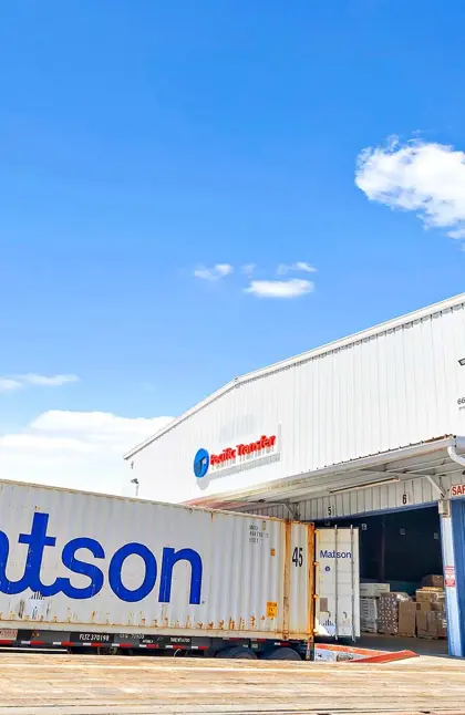 shipping container at container freight station facility