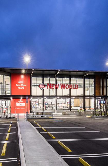 New World Supermarket at night