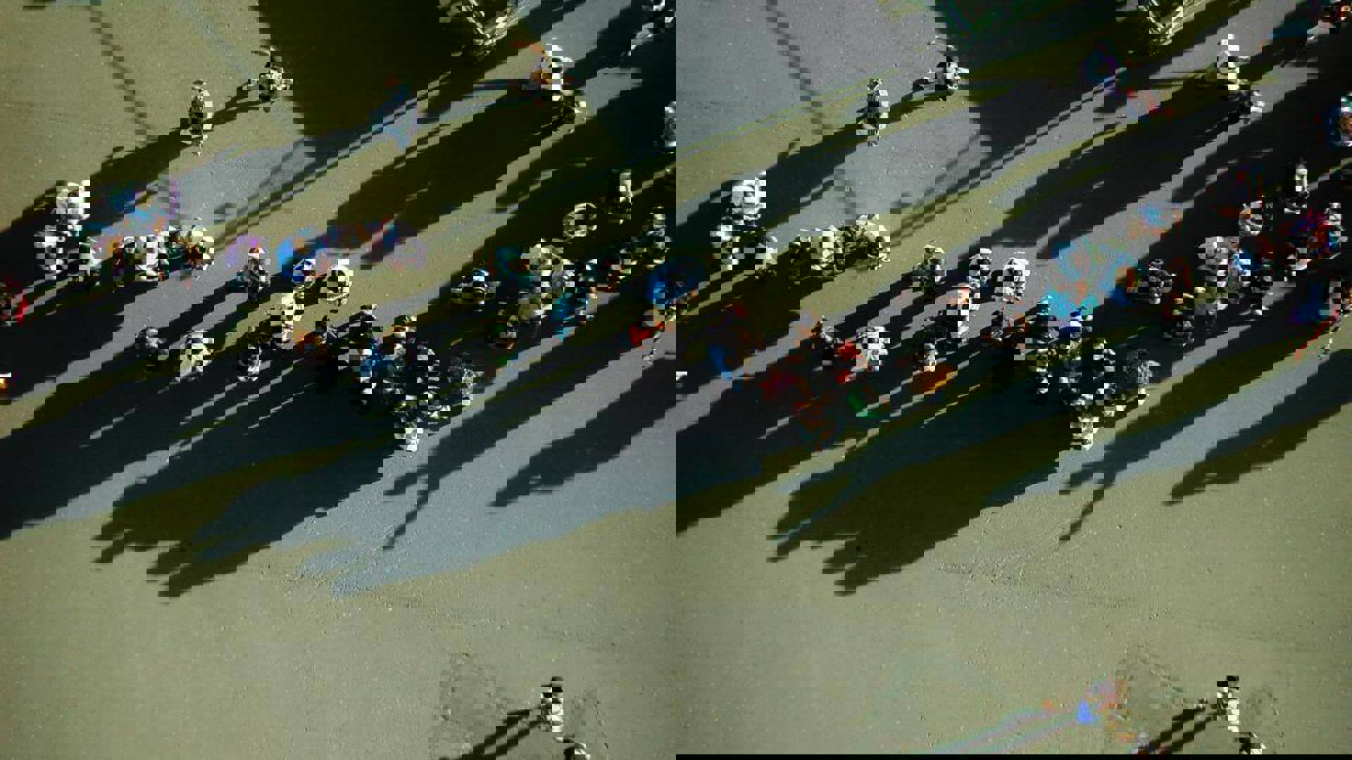 birdseye view of people in queue